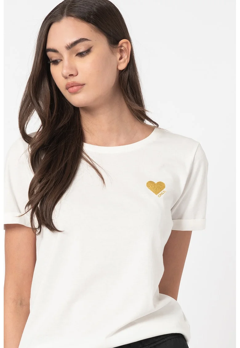 Tricou de bumbac cu logo Kita, Alb