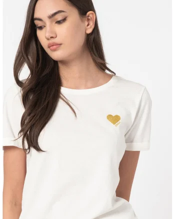 Tricou de bumbac cu logo Kita, Alb