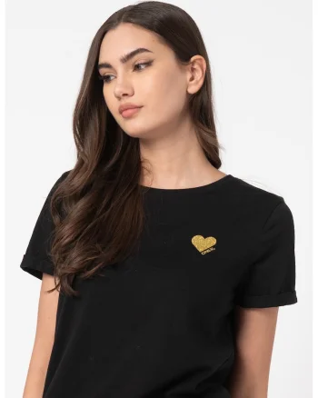 Tricou de bumbac cu logo Kita, Negru