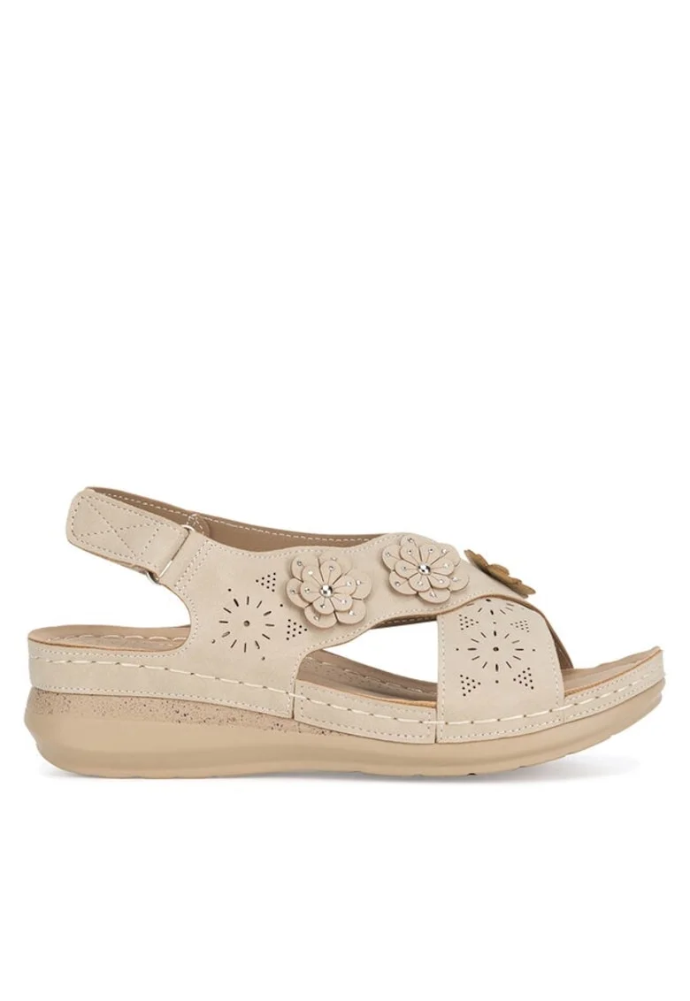 Sandale dama, 37066,  Sintetic, Bej