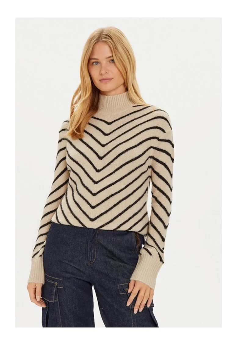 Bluza cu gat LK-125CHAZ Bej Regular Fit, Acril