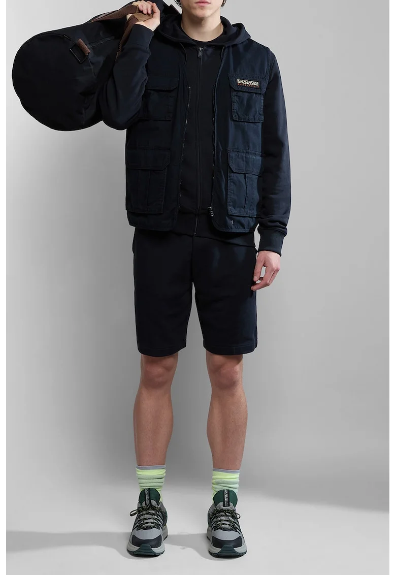 Pantaloni scurti cu snur si buzunare laterale, Negru