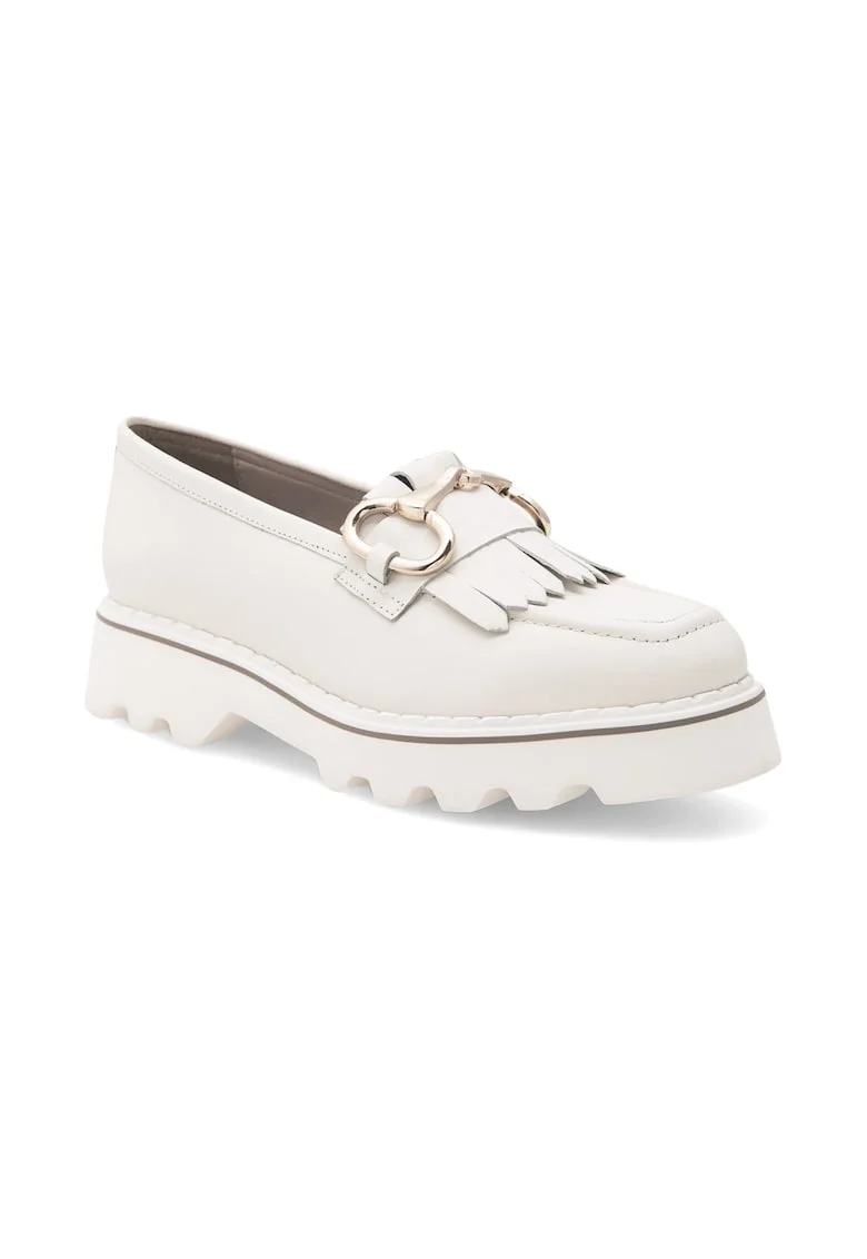 Mocasini dama,  463351, Piele naturala, Alb