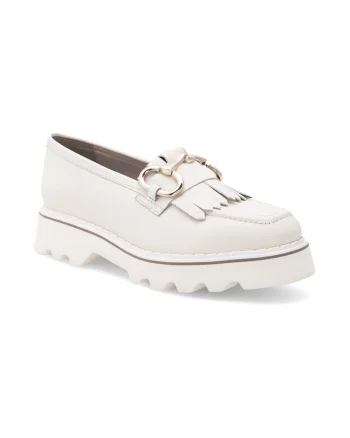 Mocasini dama,  463351, Piele naturala, Alb