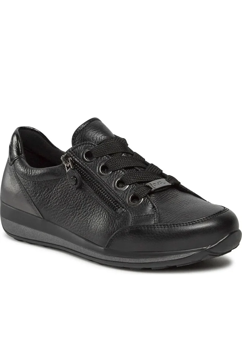 Tenisi dama 12-44587-66,  Piele naturala, Negru
