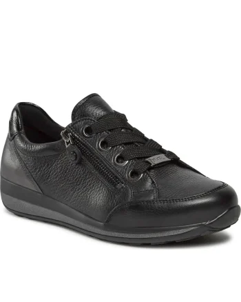 Tenisi dama 12-44587-66,  Piele naturala, Negru