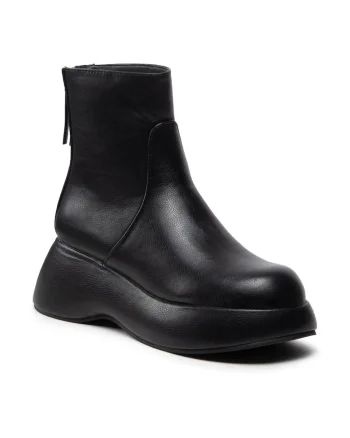Botine dama,  301704621, Piele ecologica, Negru, Negru