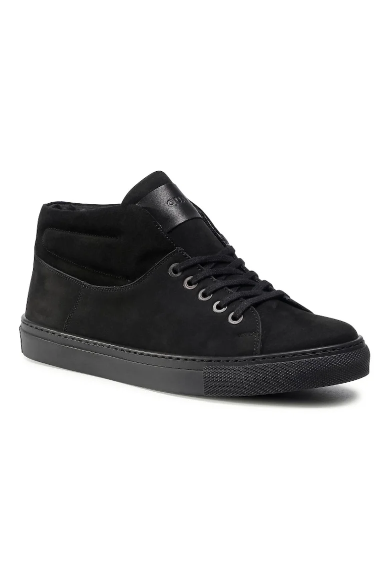 Pantofi barbati,  207505377, Piele nabuc, Negru, Negru