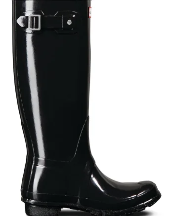 Cizme impermeabile de ploaie cu aspect lacuit, Negru