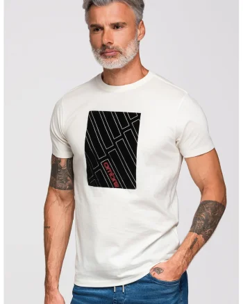 Tricou regular-fit cu imprimeu pe partea din fata, Negru/Alb murdar
