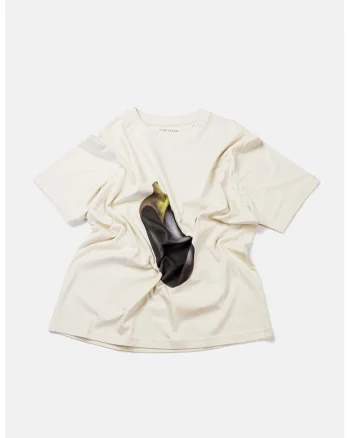 Tricou lejer de bumbac organic cu imprimeu vanata, Violet aubergine/Crem