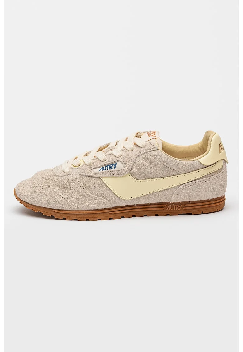 Pantofi sport de piele intoarsa cu insertii de piele Windspin, Galben pal/Caramel/Bej deschis