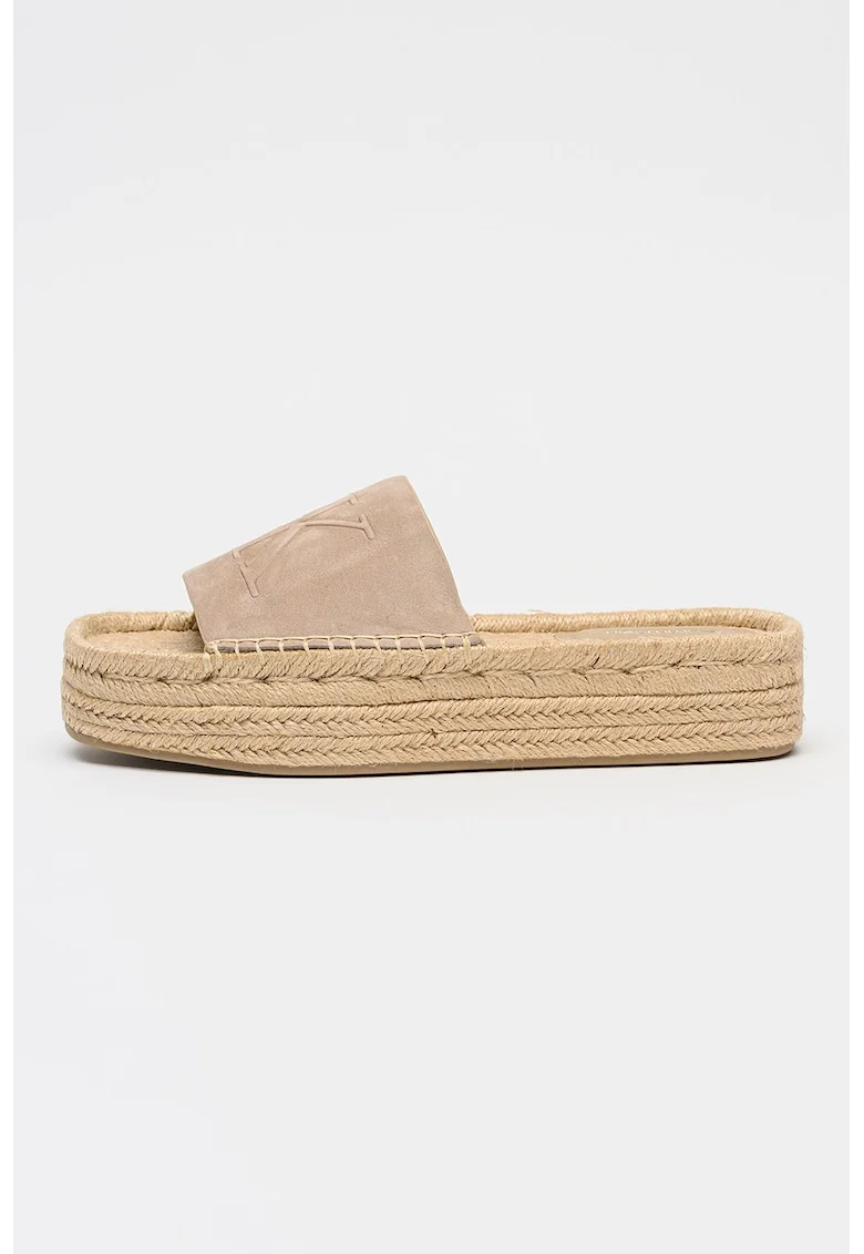 Papuci-espadrile cu logo, Maro nisip