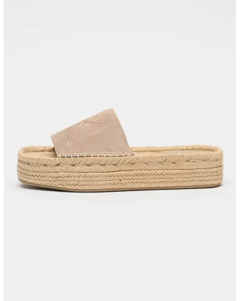 Papuci-espadrile cu logo, Maro nisip