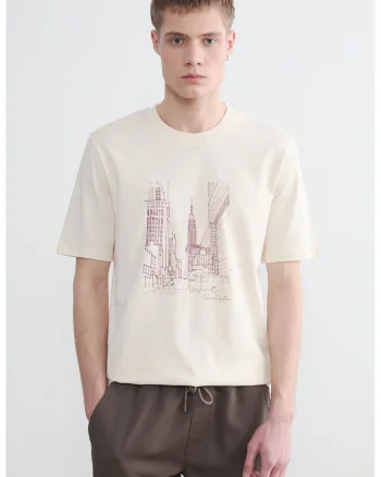 Tricou regular-fit din bumbac cu imprimeu grafic, Bej deschis