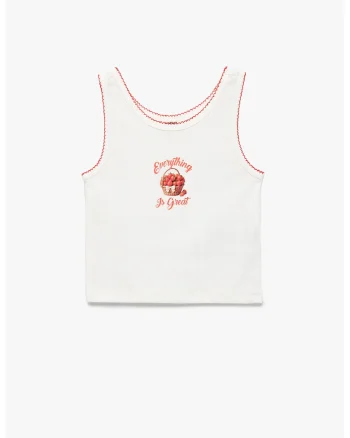 Top cu terminatie contrastanta, Coral/Alb murdar