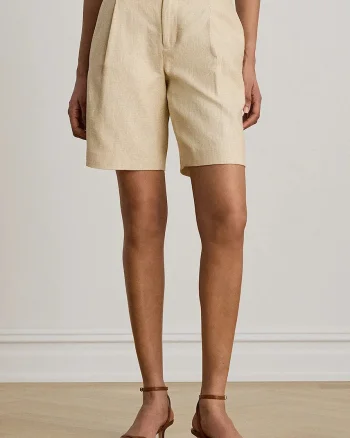 Lauren Ralph Lauren pantaloni scurți pentru femei, din in