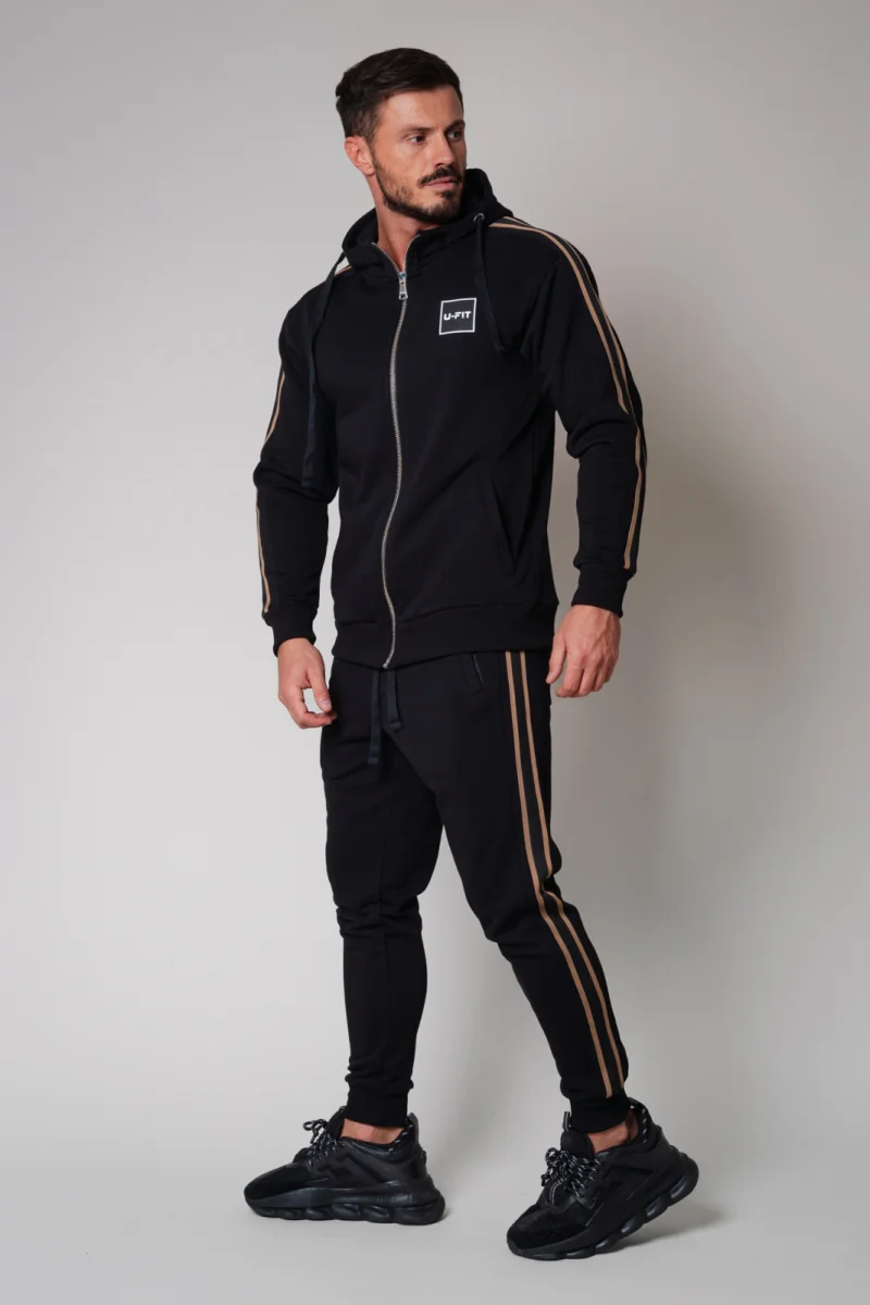 Set Cool Rock hanorac cu fermoar si pantalon conic New Black