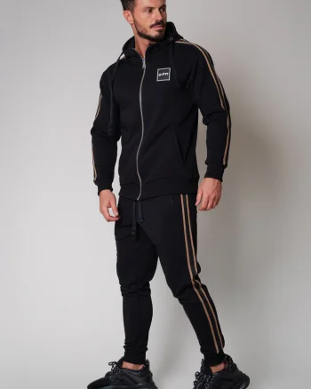 Set Cool Rock hanorac cu fermoar si pantalon conic New Black