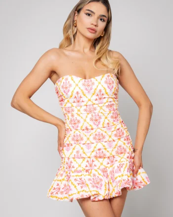 Rochie Scurta fara bretele Off White Coral