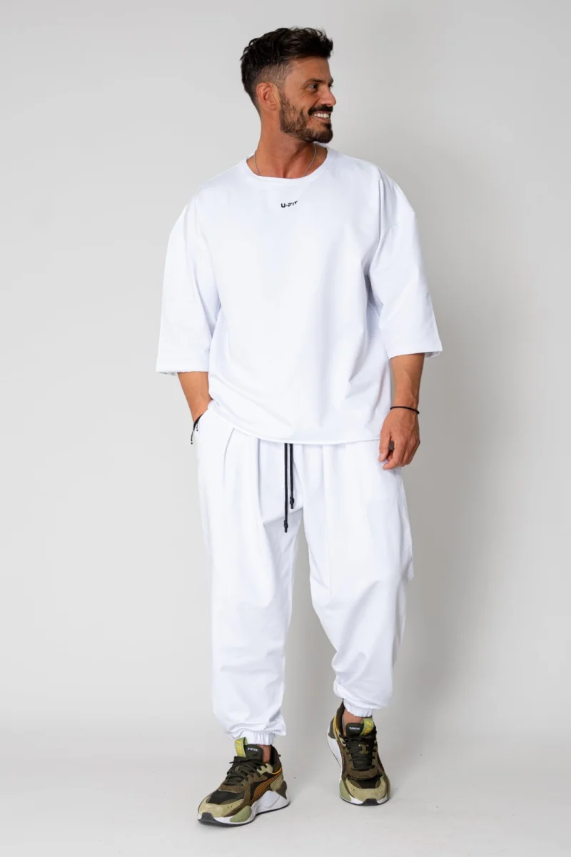 Set Flex Tricou Oversized si pantalon Baggy White
