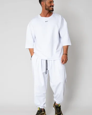 Set Flex Tricou Oversized si pantalon Baggy White