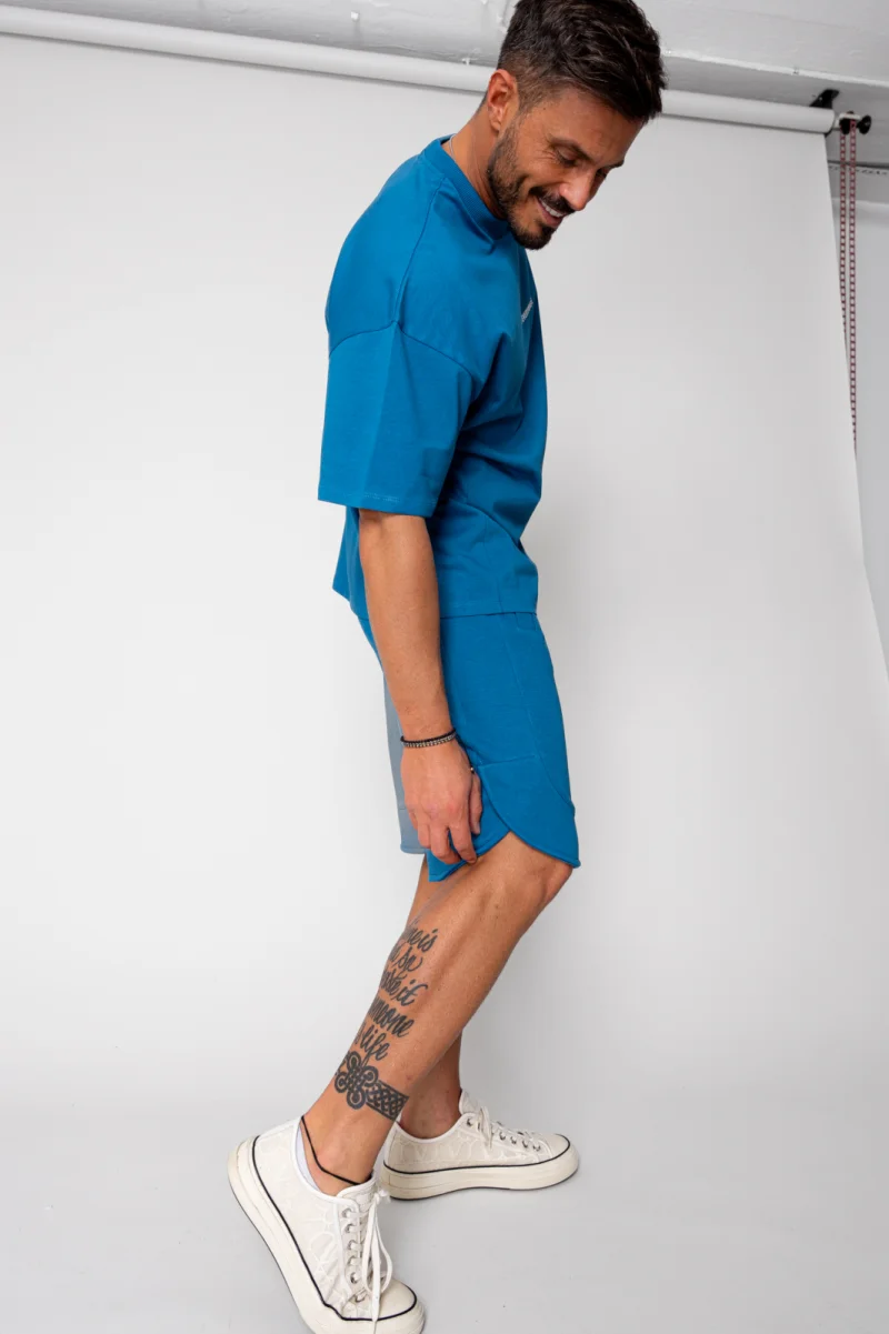 Set Kobe II tricou si pantalon scurt Oversized Peacock Blue