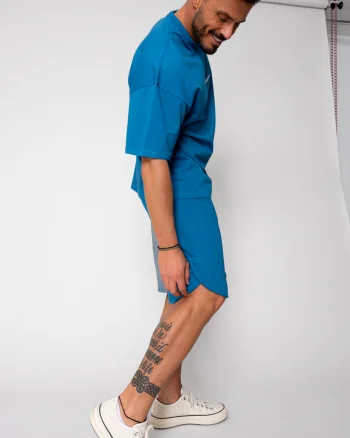 Set Kobe II tricou si pantalon scurt Oversized Peacock Blue