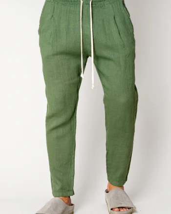 Pantaloni lung din 100% IN cu snur Green