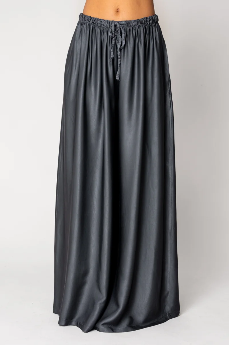 Pantalon lung din mix de matase Grey Anthracite