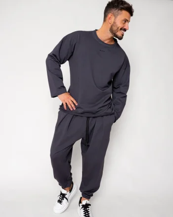 Set Flex Bluza Oversized si pantalon Baggy Grey Anthracite