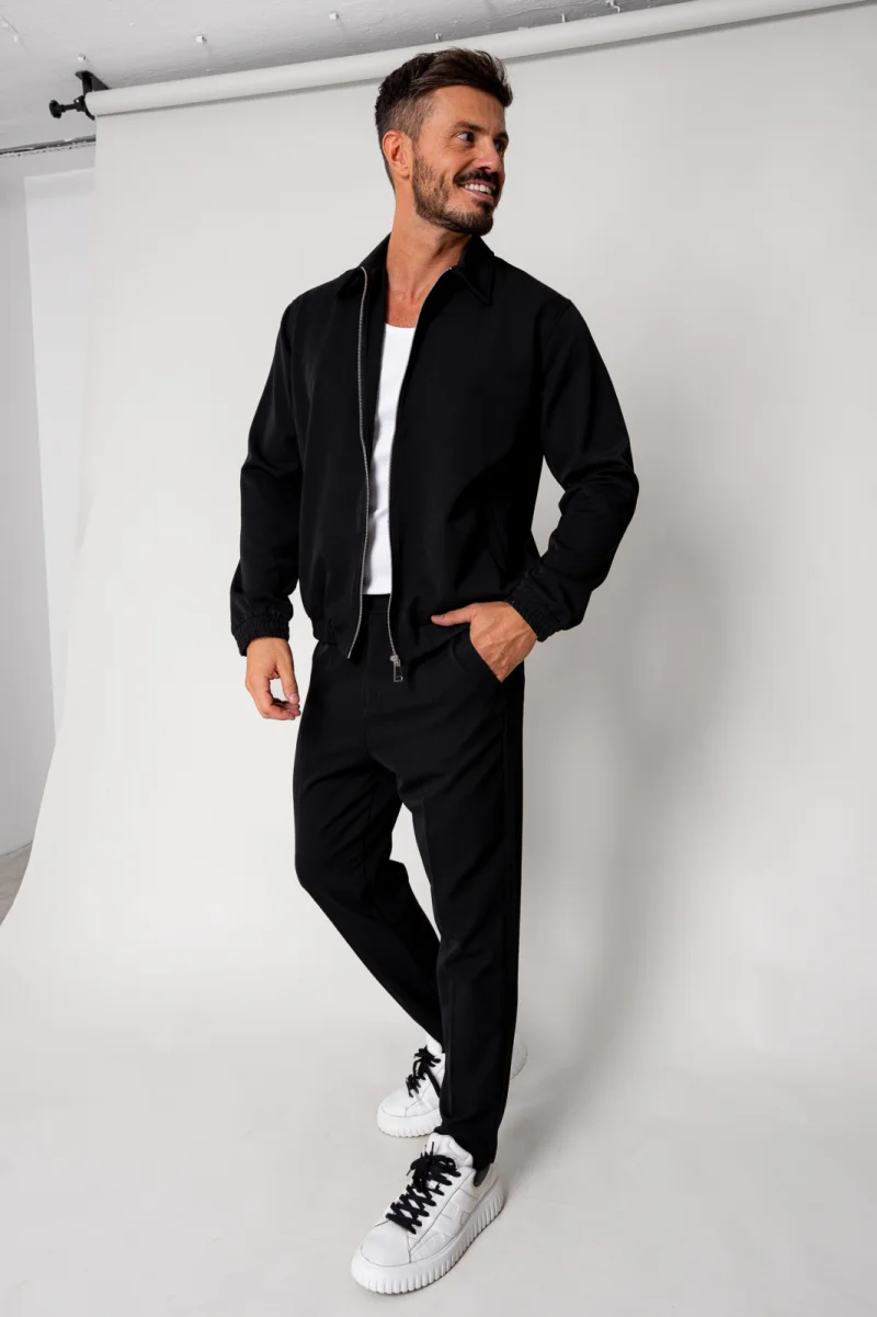 Set Caruso Jacheta cu fermoar si pantalon lung Black New