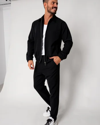 Set Caruso Jacheta cu fermoar si pantalon lung Black New
