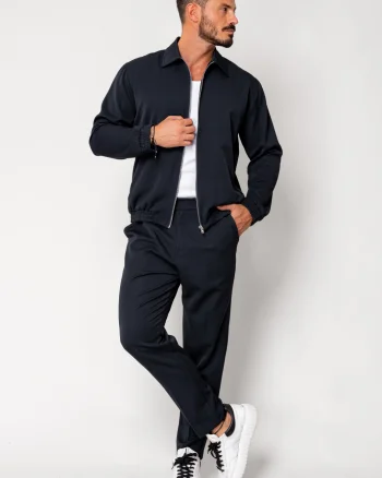 Set Caruso Jacheta cu fermoar si pantalon lung Navy New
