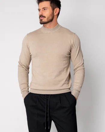 Pulover cu guler barbati Beige
