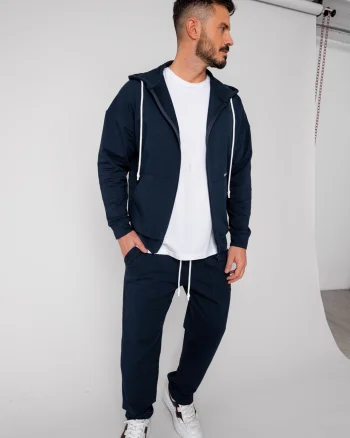 Set Loren din bumbac Jacheta si pantalon Navy