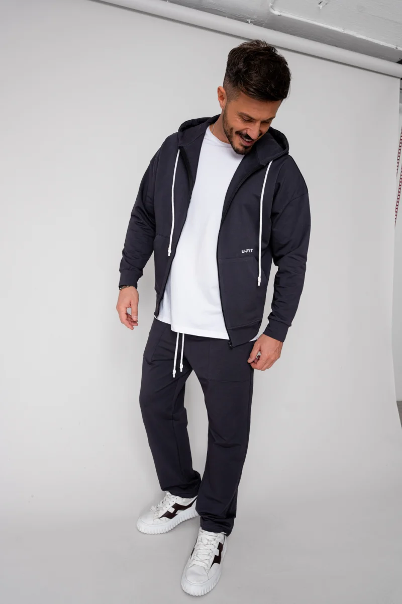 Set Loren din bumbac Jacheta si pantalon Grey Anthracite