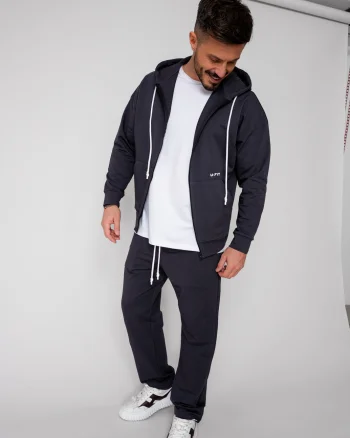 Set Loren din bumbac Jacheta si pantalon Grey Anthracite