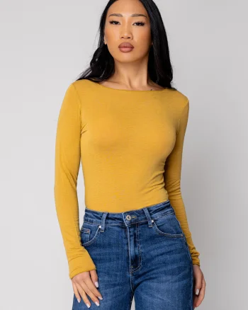 Bluza subtire din mix de casmir Mustard