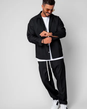 Set Camasa si pantalon lung cu snur Black