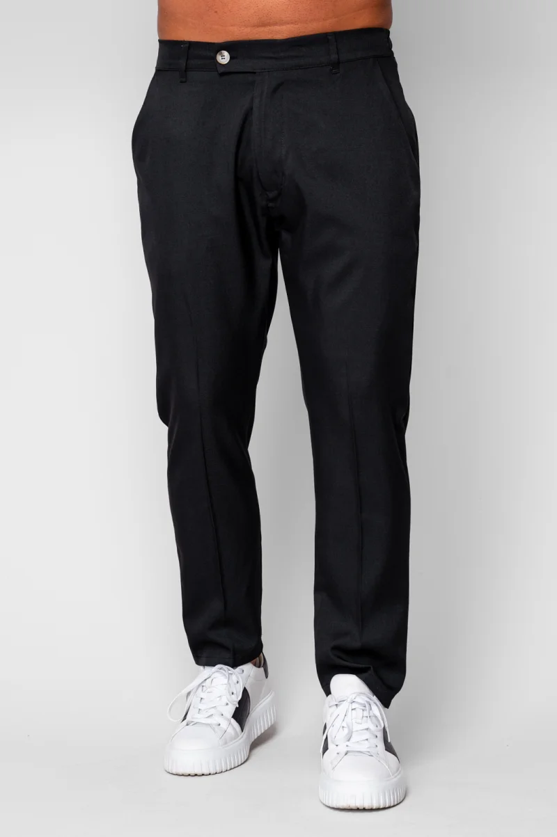 Pantalon lung cu elastic si nasture Black