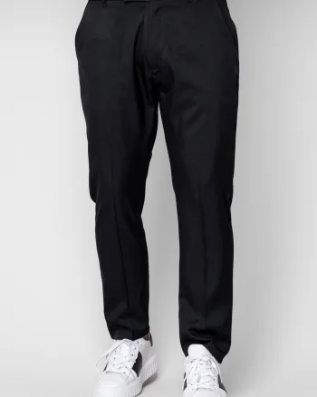 Pantalon lung cu elastic si nasture Black
