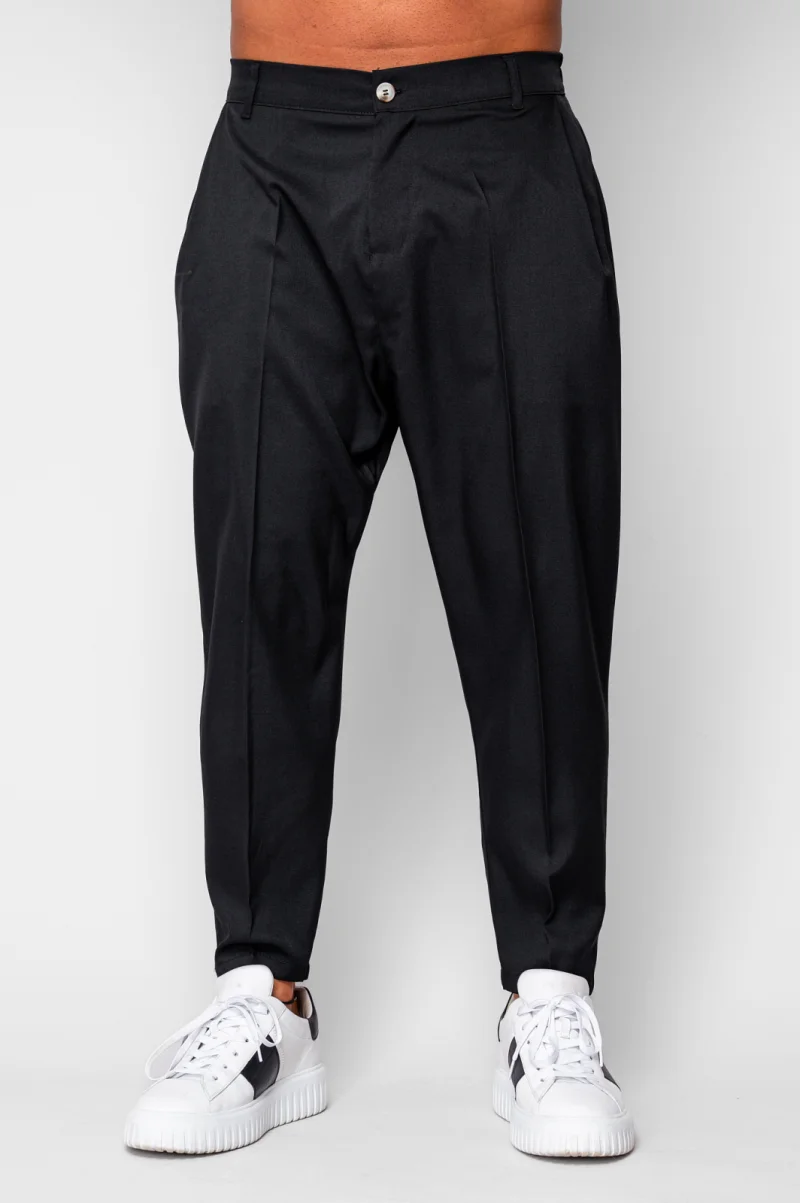 Pantalon lung cu elastic si buzunar Black