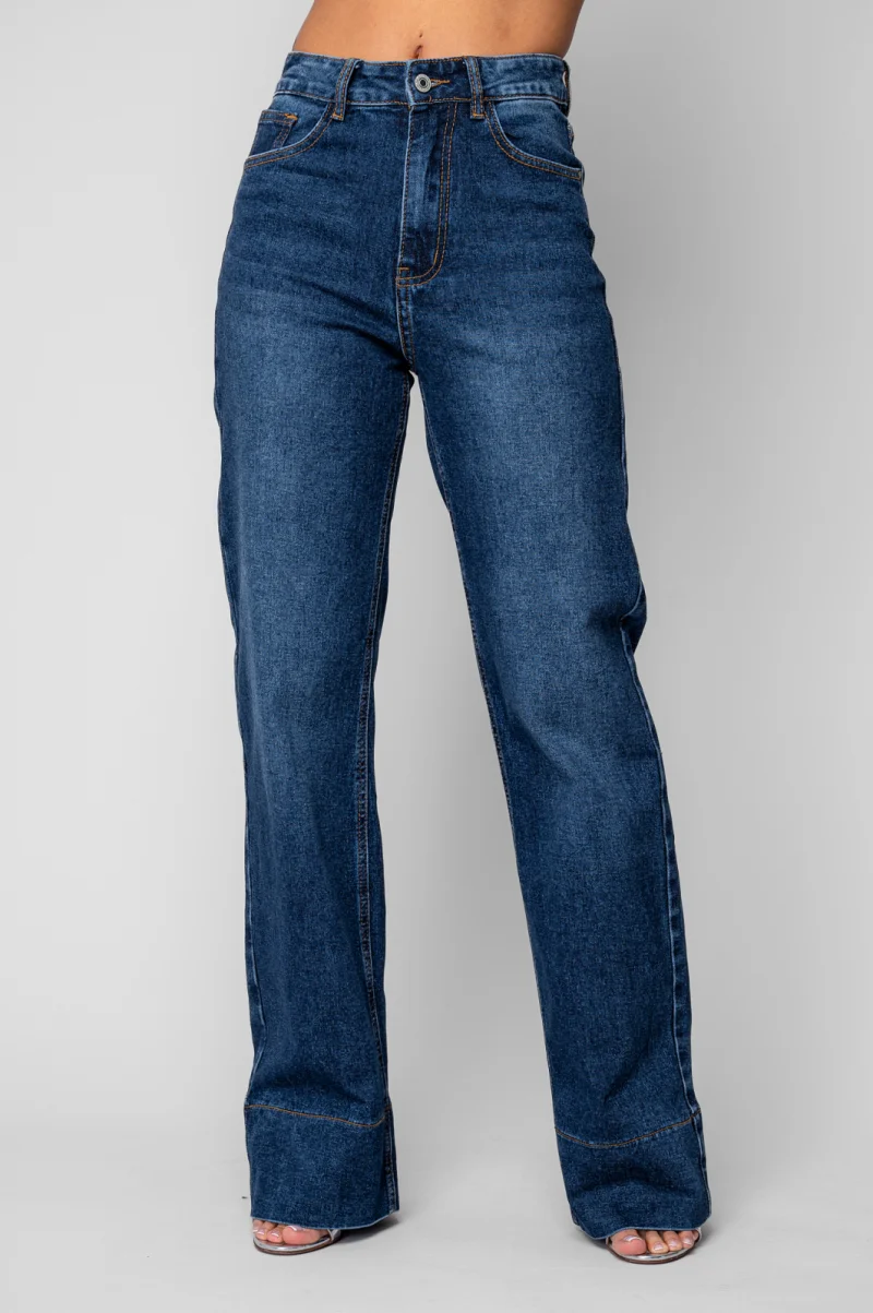 Blugi elastici largi Dark Blue