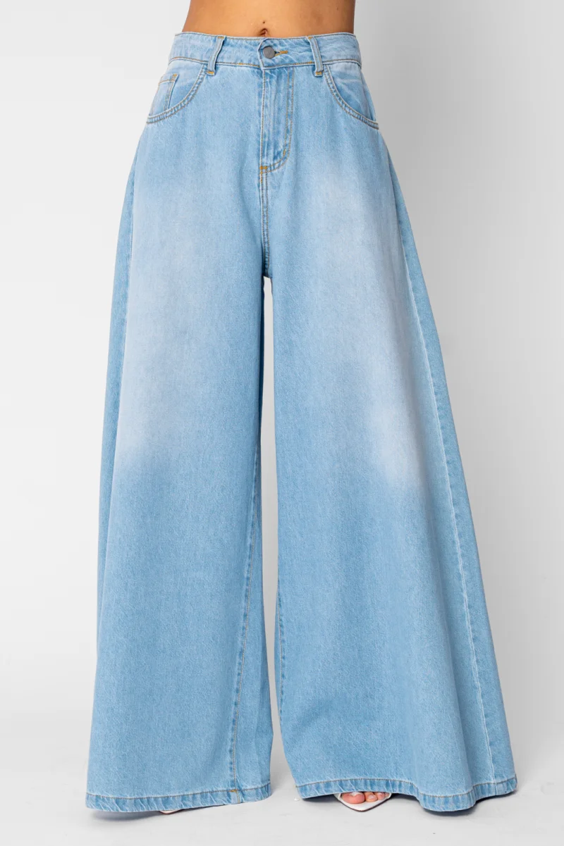 Blugi foarte largi din denim Light Blue
