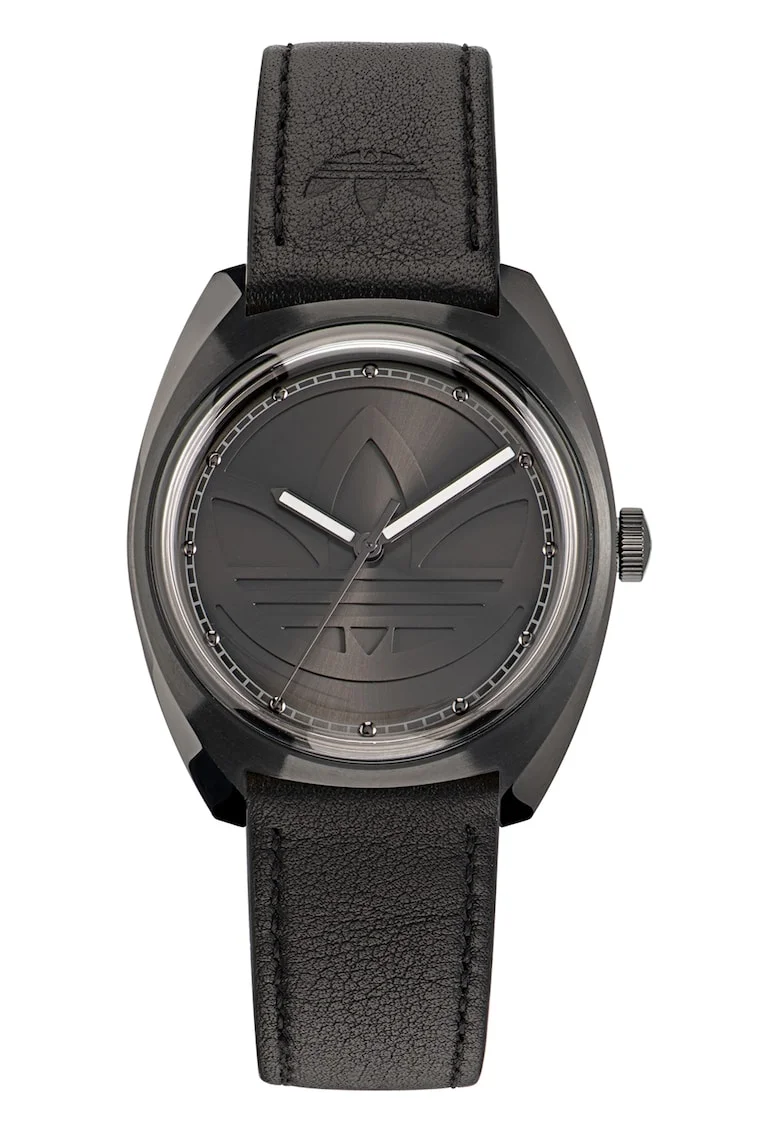 Ceas unisex cu o curea de piele, Negru