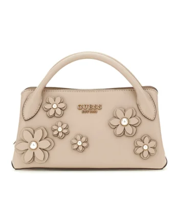 Geanta cu maner si detalii florale Zaria, Maro taupe