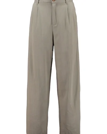 Pantaloni din amestec de in cu croiala dreapta, Grej