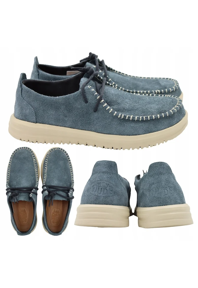 Mocasini barbati Heydude Nxt Moc 43772-4XB, piele naturala, albastru, marime 43, talpa cu amortizare