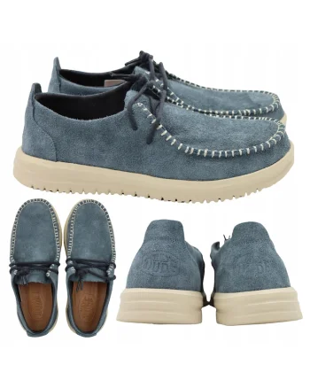 Mocasini barbati Heydude Nxt Moc 43772-4XB, piele naturala, albastru, marime 43, talpa cu amortizare
